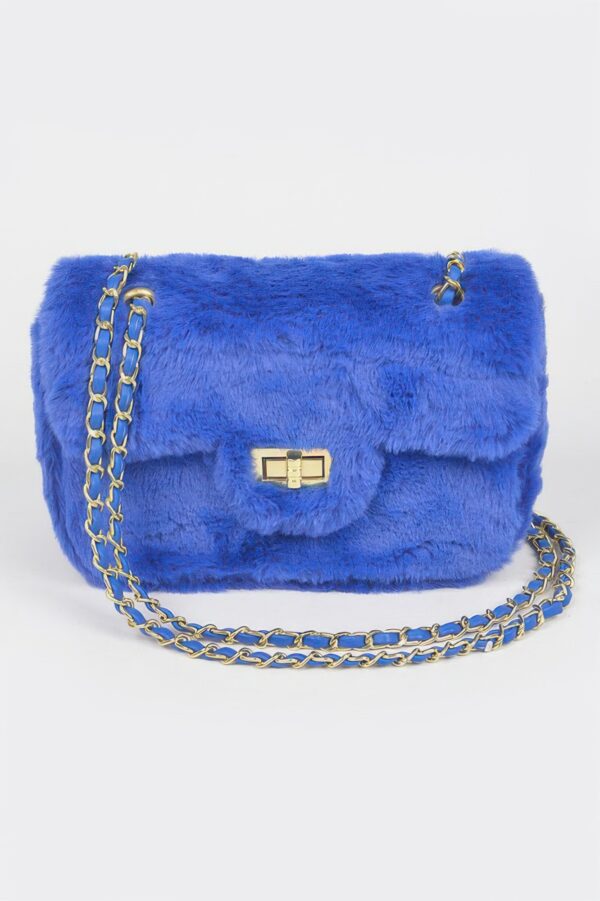 Faux Wool Flap Shoulder Bag – Textured Compact Satchel