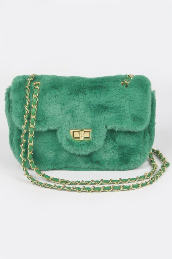 Faux Wool Flap Shoulder Bag – Textured Compact Satchel