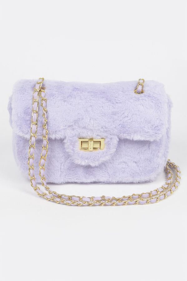 Faux Wool Flap Shoulder Bag – Textured Compact Satchel