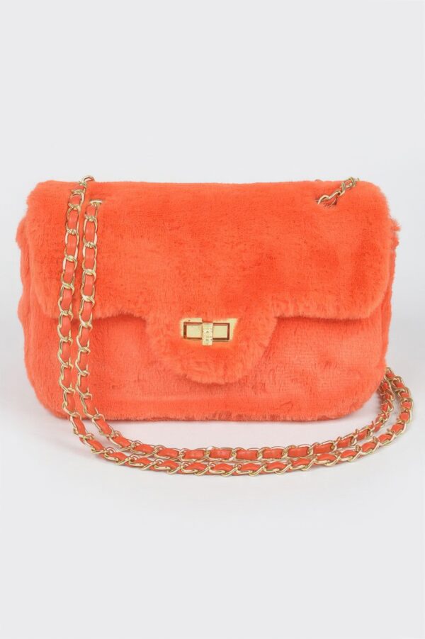Faux Wool Flap Shoulder Bag – Textured Compact Satchel