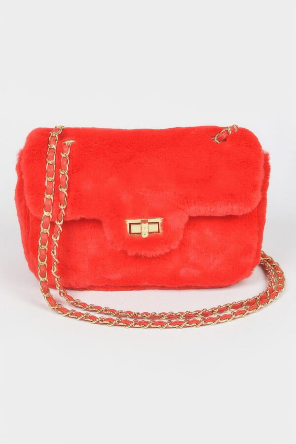 Faux Wool Flap Shoulder Bag – Textured Compact Satchel