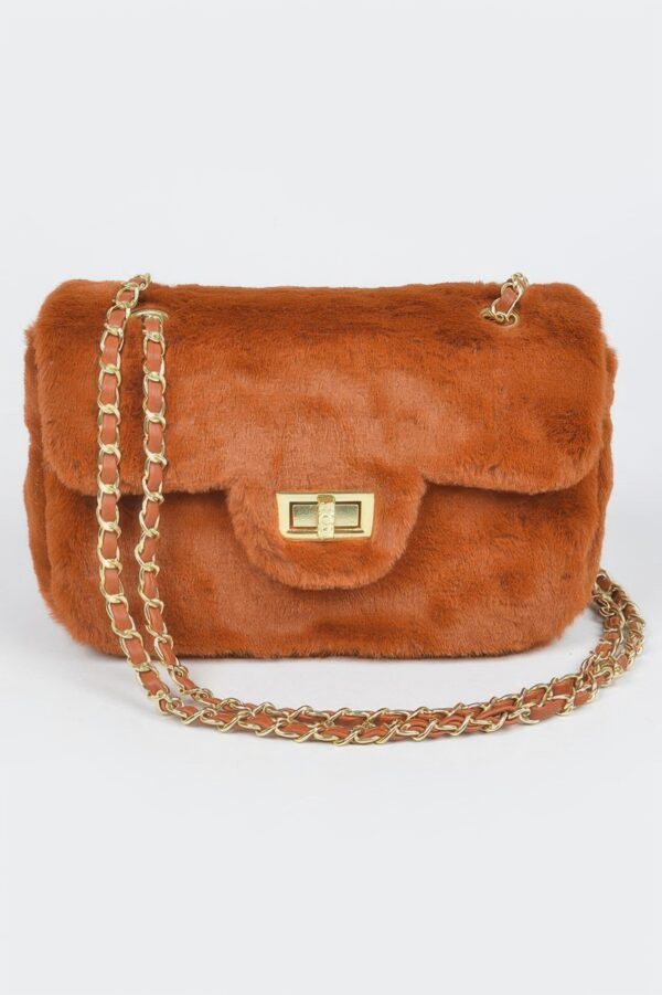 Faux Wool Flap Shoulder Bag – Textured Compact Satchel