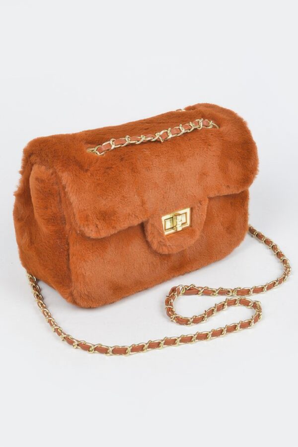 Faux Wool Flap Shoulder Bag – Textured Compact Satchel