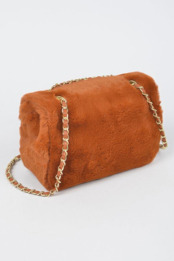 Faux Wool Flap Shoulder Bag – Textured Compact Satchel