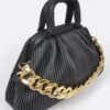 Pleated Faux Leather Top-Handle Bag – Structured Design