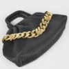 Pleated Faux Leather Top-Handle Bag – Structured Design