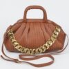 Pleated Faux Leather Top-Handle Bag – Structured Design