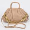 Pleated Faux Leather Top-Handle Bag – Structured Design