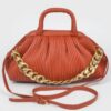 Pleated Faux Leather Top-Handle Bag – Structured Design