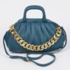Pleated Faux Leather Top-Handle Bag – Structured Design