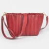 Pleated Faux Leather Compact Handbag