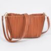 Pleated Faux Leather Compact Handbag