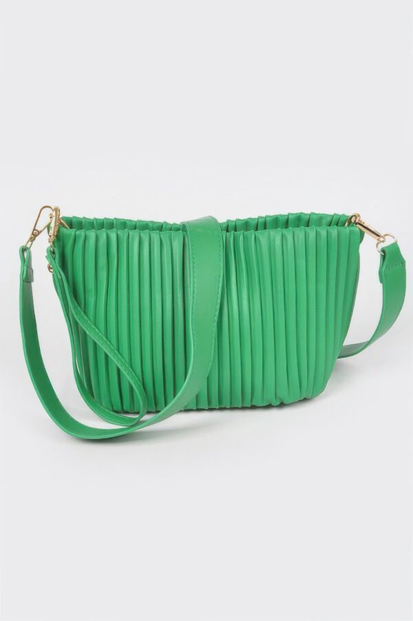 Pleated Faux Leather Compact Handbag