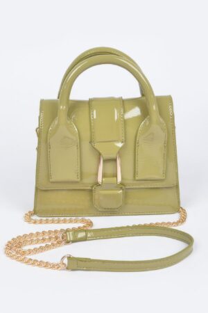 Enamel Top Handle Bag – Glossy Structured Mini