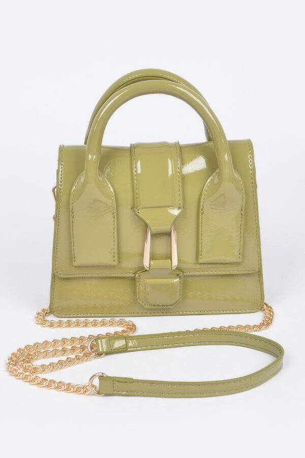 Enamel Top Handle Bag – Glossy Structured Mini