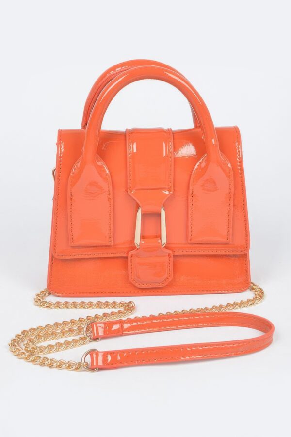 Enamel Top Handle Bag – Glossy Structured Mini