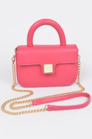Structured Faux Leather Top-Handle Flap Crossbody Bag