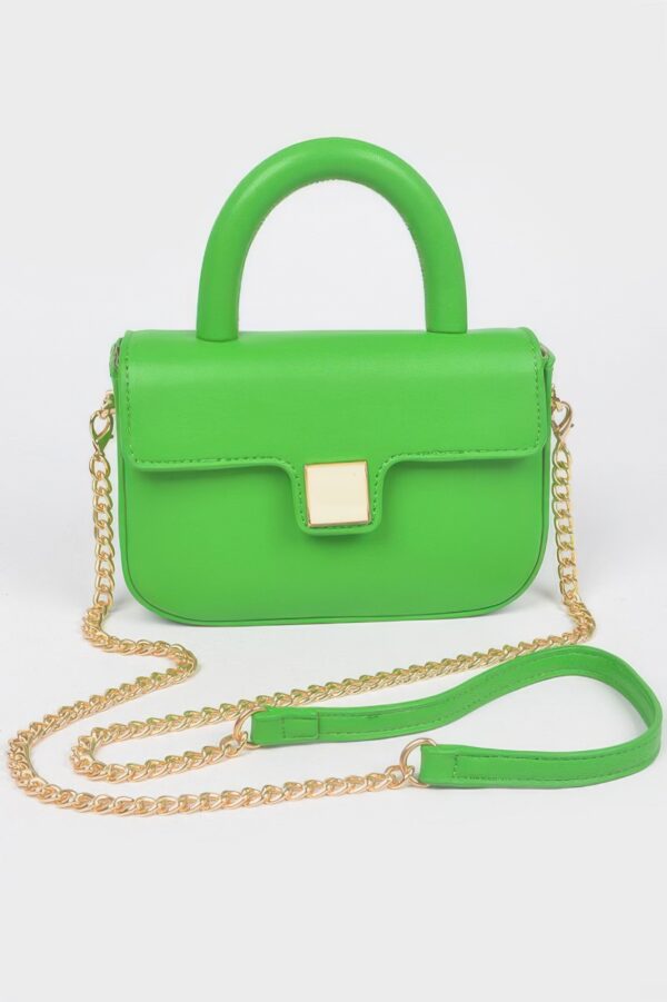 Structured Faux Leather Top-Handle Flap Crossbody Bag