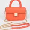 Structured Faux Leather Top-Handle Flap Crossbody Bag
