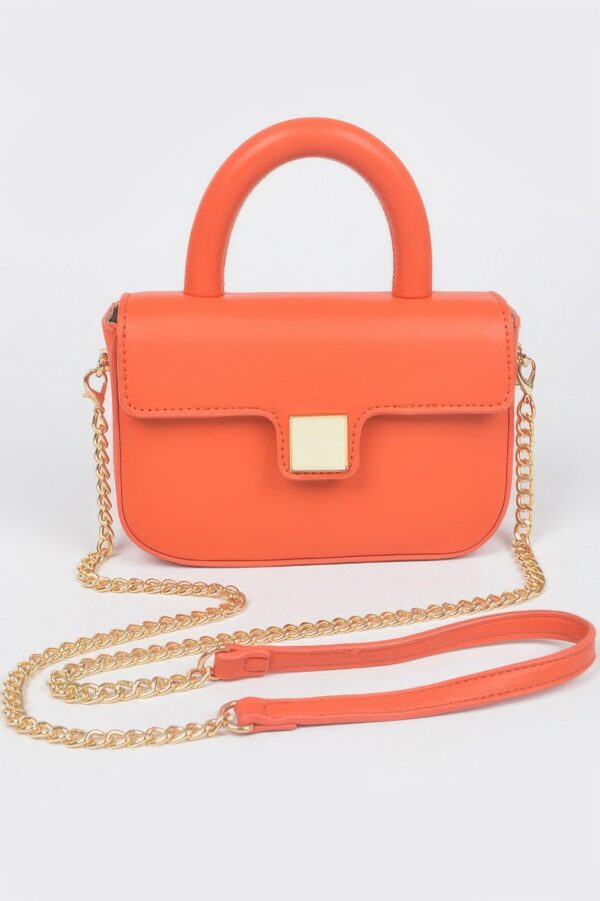 Structured Faux Leather Top-Handle Flap Crossbody Bag