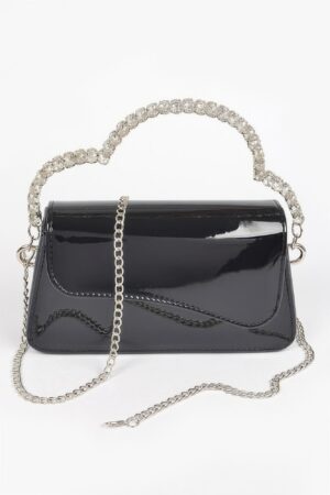 Glitter Rhinestone Handle Clutch – Structured Mini Bag