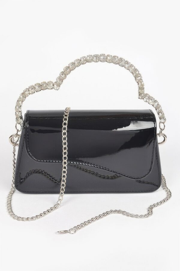Glitter Rhinestone Handle Clutch – Structured Mini Bag