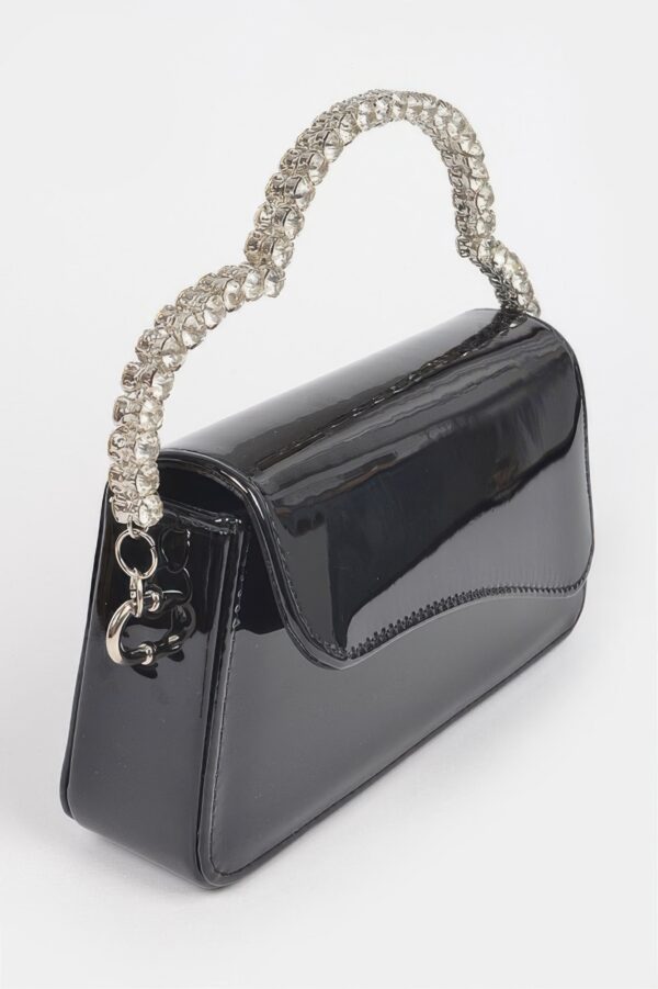 Glitter Rhinestone Handle Clutch – Structured Mini Bag