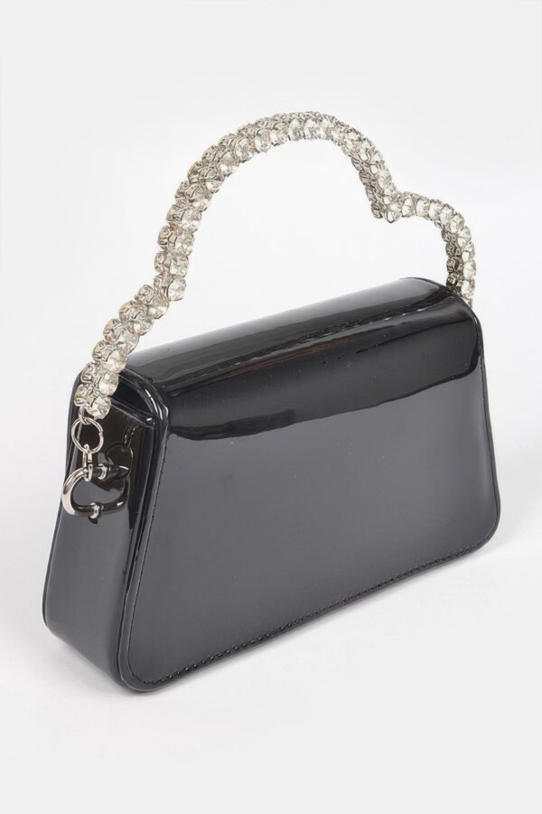 Glitter Rhinestone Handle Clutch – Structured Mini Bag