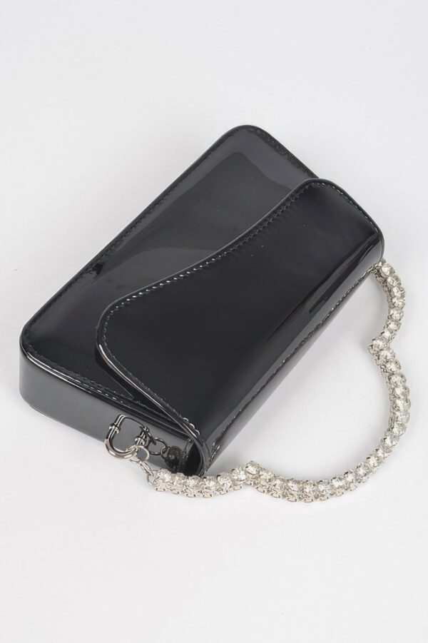 Glitter Rhinestone Handle Clutch – Structured Mini Bag