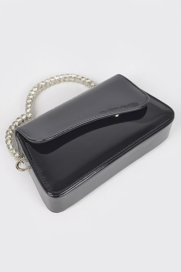 Glitter Rhinestone Handle Clutch – Structured Mini Bag