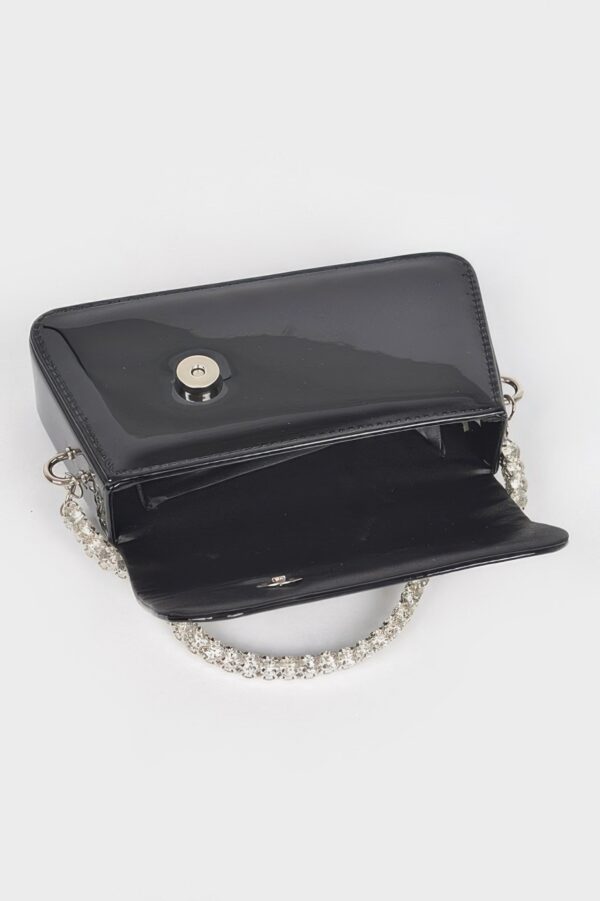 Glitter Rhinestone Handle Clutch – Structured Mini Bag