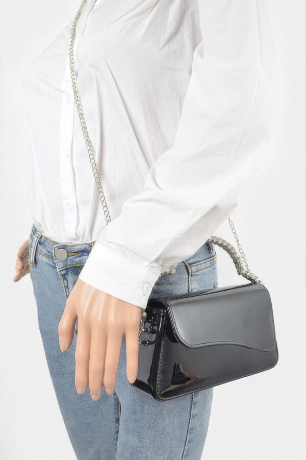 Glitter Rhinestone Handle Clutch – Structured Mini Bag
