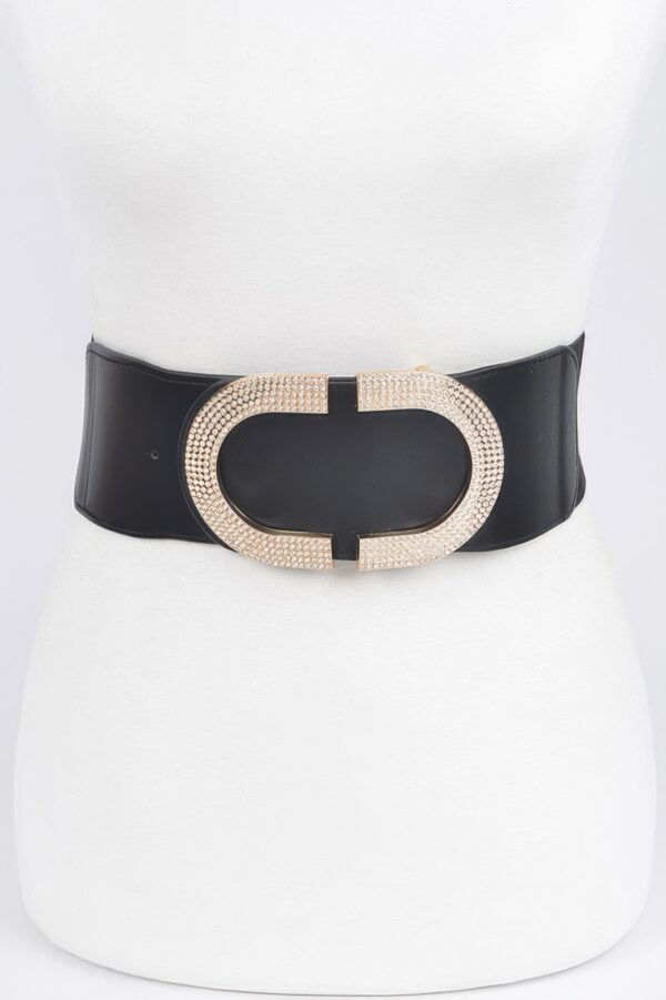 Rhinestone Buckle Stretch Belt – Wide 3-inch