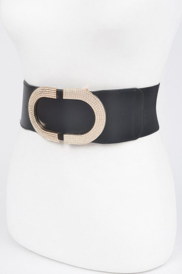 Rhinestone Buckle Stretch Belt – Wide 3-inch