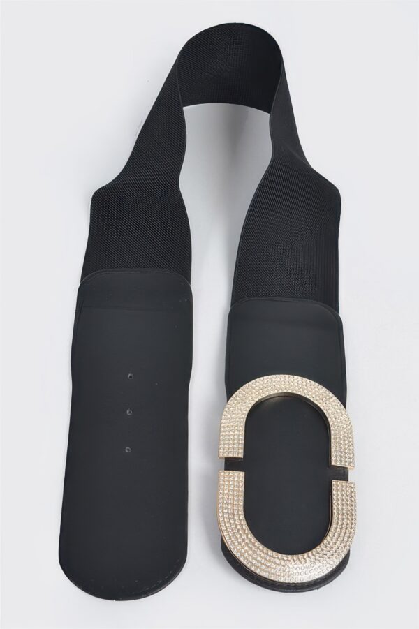 Rhinestone Buckle Stretch Belt – Wide 3-inch