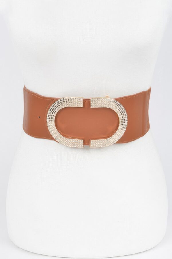 Rhinestone Buckle Stretch Belt – Wide 3-inch