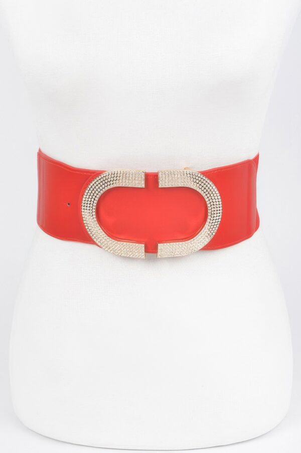 Rhinestone Buckle Stretch Belt – Wide 3-inch