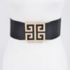 Faux Pearl Buckle Wide Stretch Belt – Structured Accent