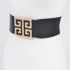 Faux Pearl Buckle Wide Stretch Belt – Structured Accent
