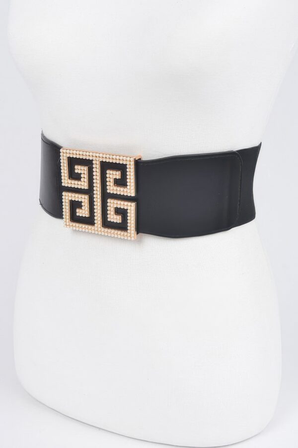 Faux Pearl Buckle Wide Stretch Belt – Structured Accent