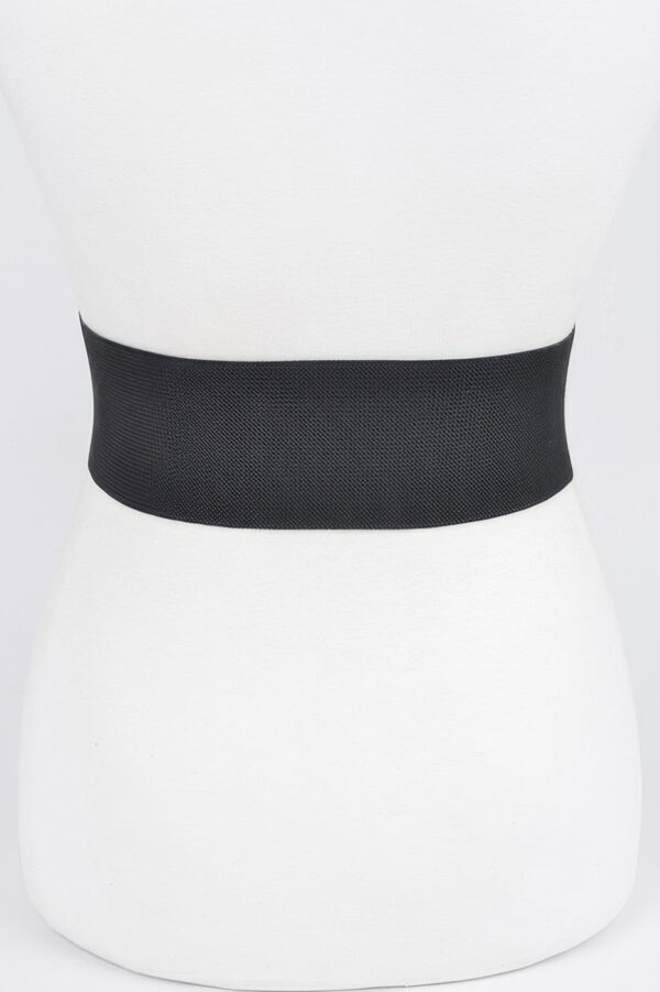 Faux Pearl Buckle Wide Stretch Belt – Structured Accent