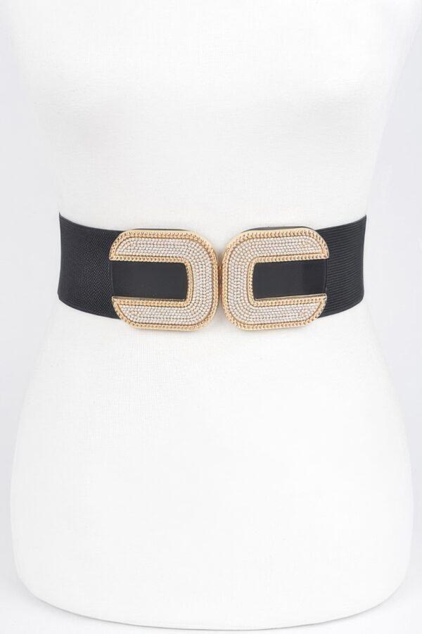 Rhinestone Buckle Stretch Belt – 2.5 in Width