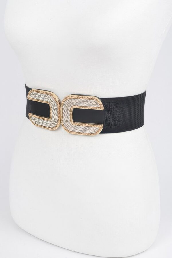 Rhinestone Buckle Stretch Belt – 2.5 in Width