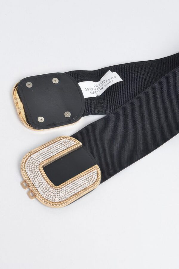 Rhinestone Buckle Stretch Belt – 2.5 in Width