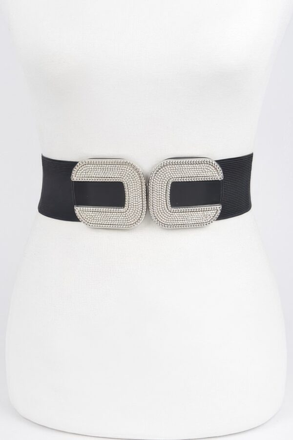 Rhinestone Buckle Stretch Belt – 2.5 in Width