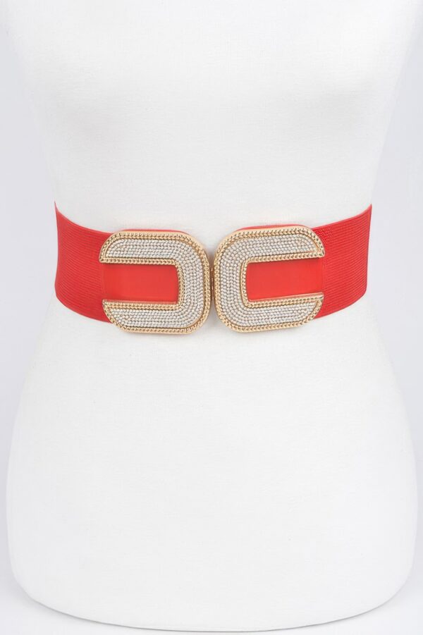 Rhinestone Buckle Stretch Belt – 2.5 in Width
