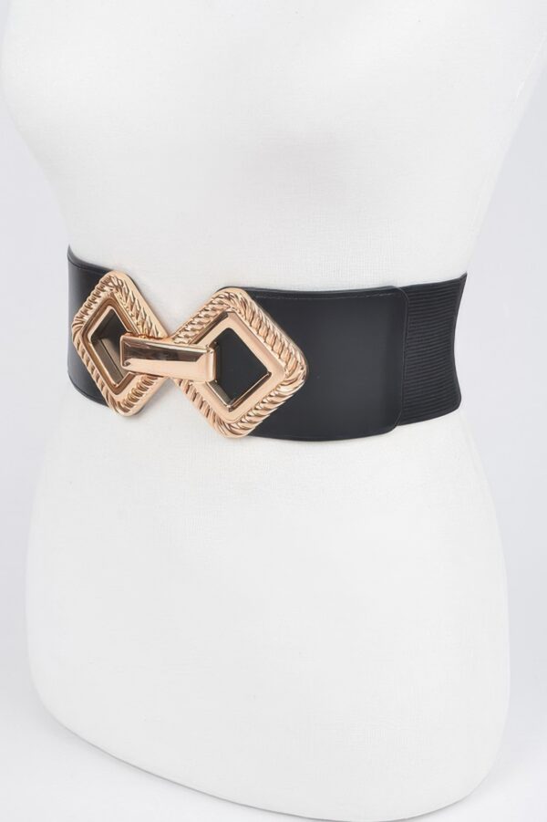Wide 3-Inch Stretch Belt with Large Metal Buckle