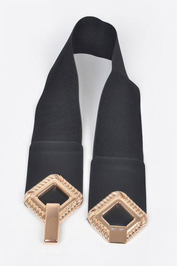 Wide 3-Inch Stretch Belt with Large Metal Buckle