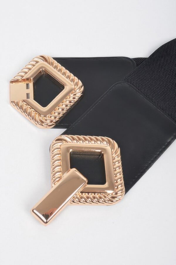 Wide 3-Inch Stretch Belt with Large Metal Buckle