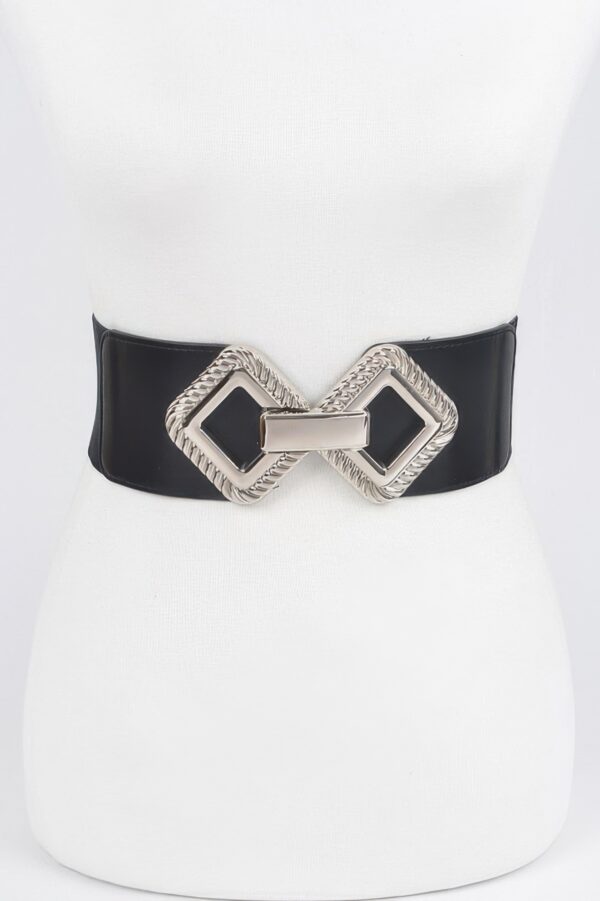Wide 3-Inch Stretch Belt with Large Metal Buckle